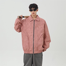 日系灰底皮衣夹克男春季新款工装外套潮牌飞行夹克A436-1801-P75，男装夹克，电商A436