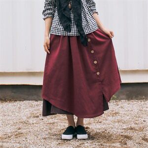 气质时尚2024年秋季中长款显瘦纯色拼色文艺休闲半身裙,女装半身裙,风姿绰