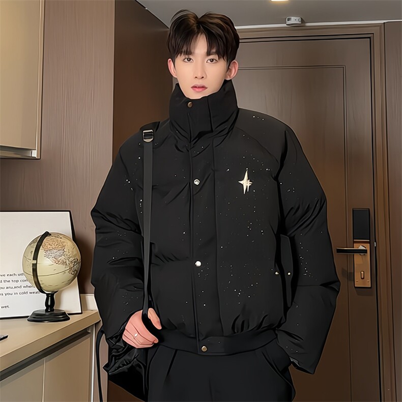 满天星潮牌夹克男2025春季新款高级痞帅cleanfit美式立领飞行外套，男装棉衣，电商B381-1