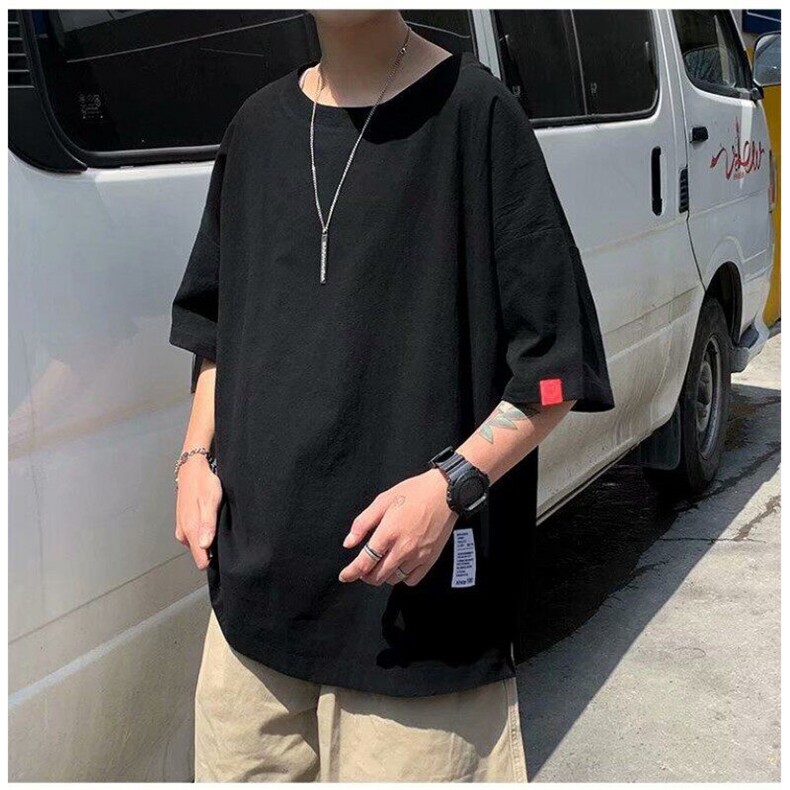 C527P28日系潮流时尚慵懒日系亚麻短袖t恤原宿棉麻五分袖流行新款,男装T恤,星座512-6