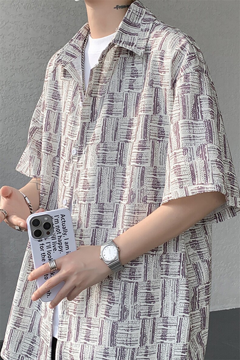 8XL-M花衬衫男款短袖夏季冰丝薄款花衬衣大码寸衫外套DC28013P38,男装衬衫,电商B312