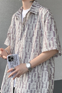 8XL-M花衬衫男款短袖夏季冰丝薄款花衬衣大码寸衫外套DC28013P38图片