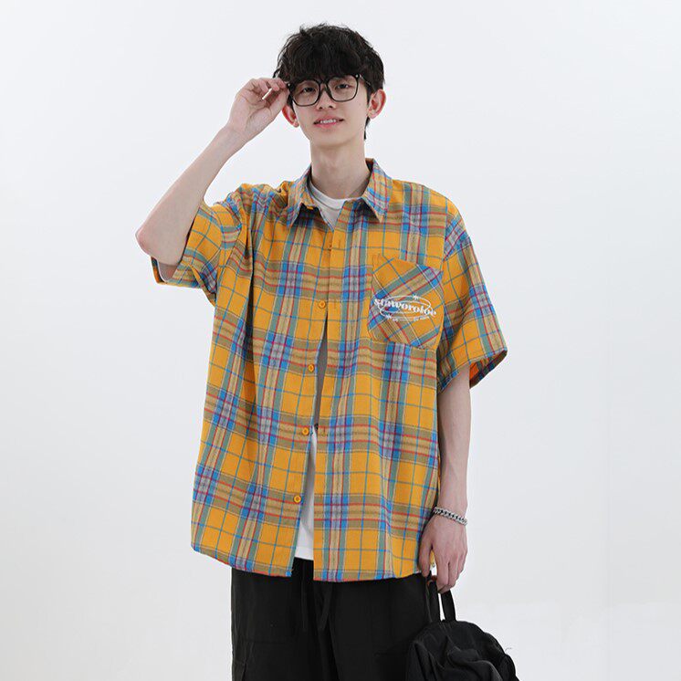 特P35无差价新款夏季时尚百搭格子衬衫-HC2130无影墙,男装衬衫,电商A003