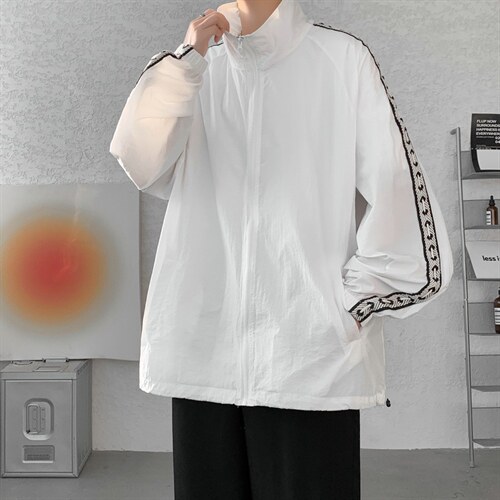 F004-P45 夏季新款织带防晒衣男士大码宽松外套纯色透气 控58图片