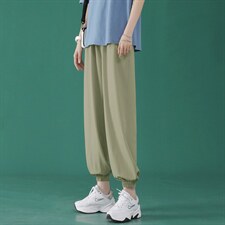 2024新款夏季冰丝休闲裤女冰爽束脚九分裤2027-特批20，女装休闲裤，星座718-1