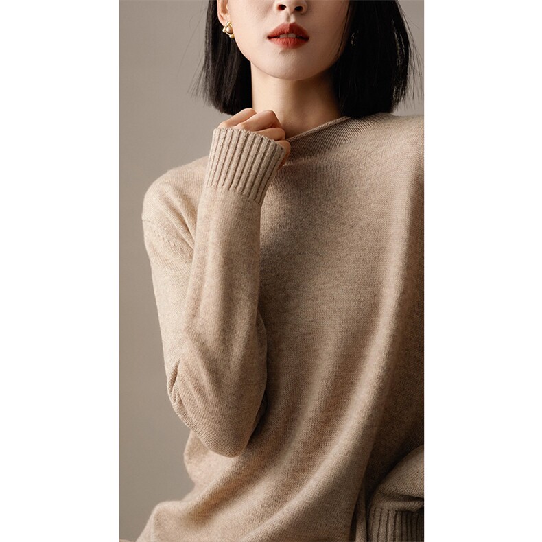 2025年秋季新款百搭圆领长袖针织套头长裙，女装连衣裙，唯若美羊绒
