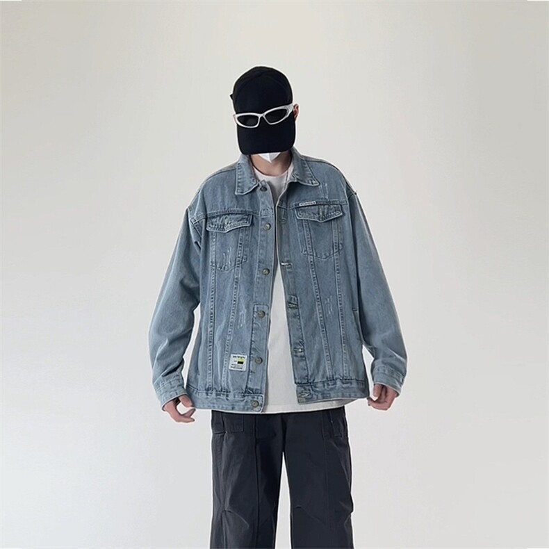 潮流休闲大码宽松男女做旧牛仔外套夹克J6023-P60【特价】,男装工装外套,电商A007