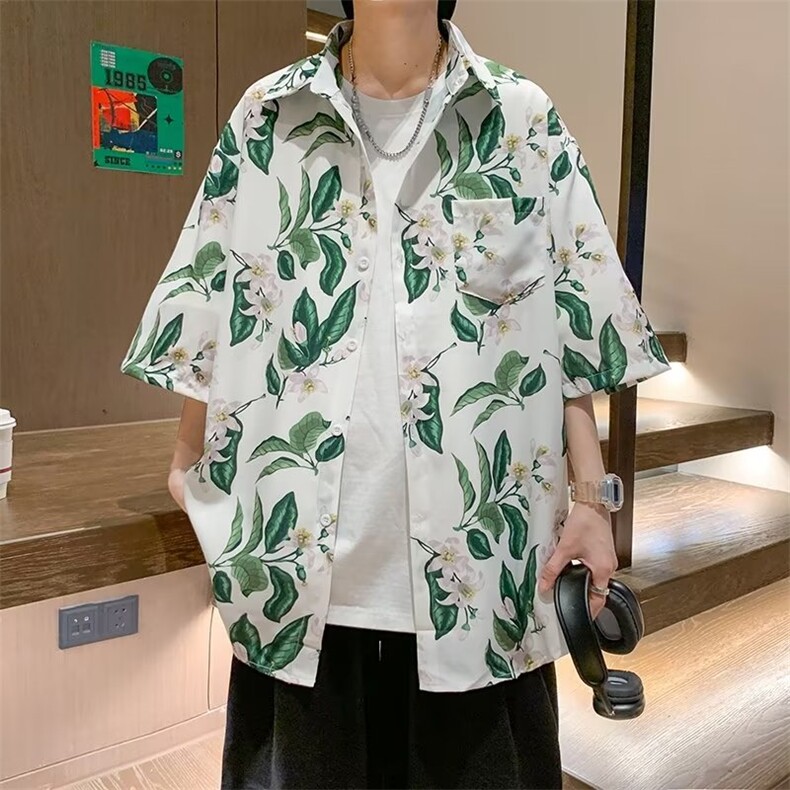 气质潮标准原宿春季衬衫五分袖文艺潮流新款男ins青春流行日系,男装衬衫,星座716-3