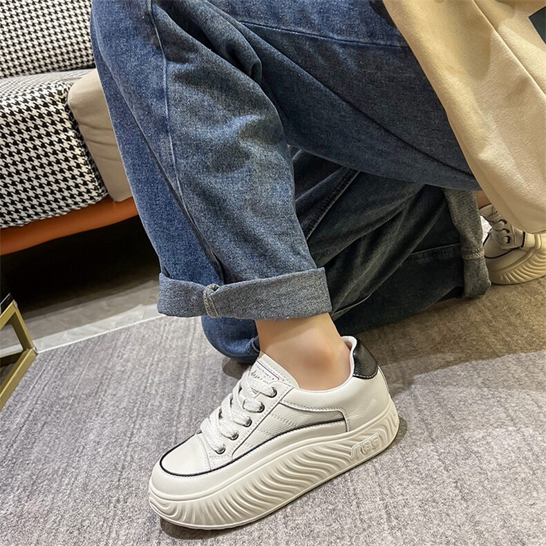 2023秋季新款厚底摇摇鞋韩版休闲学生单鞋时尚小白鞋潮板鞋,女鞋休闲鞋,电商A223
