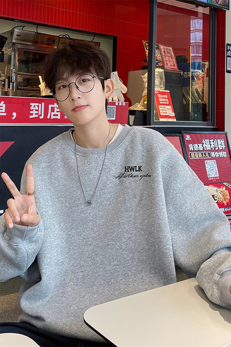 ！圆领卫衣男装港风长袖T恤男外套男WY142-P28,男装卫衣,电商B367