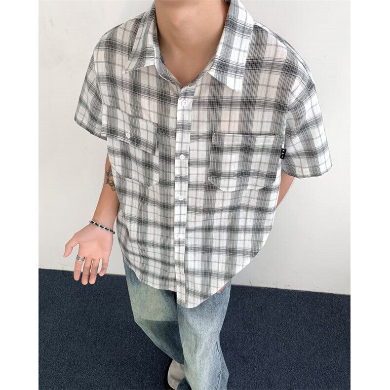 衬衫夏装港风学生宽松小众设计感趣味新款男装CK219P34,男装衬衫,星座1013-1