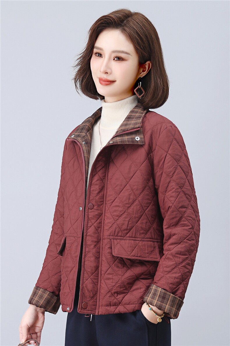 长期现货妈妈装夹棉厚外套女短款2026秋冬薄棉棒球服洋气轻薄棉服,女装短外套,璐依舞