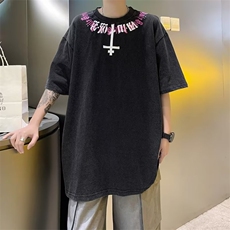 男T恤ins潮流圆领五分袖潮标准原宿青春流行慵懒夏季时尚潮牌，男装T恤，星座716-2