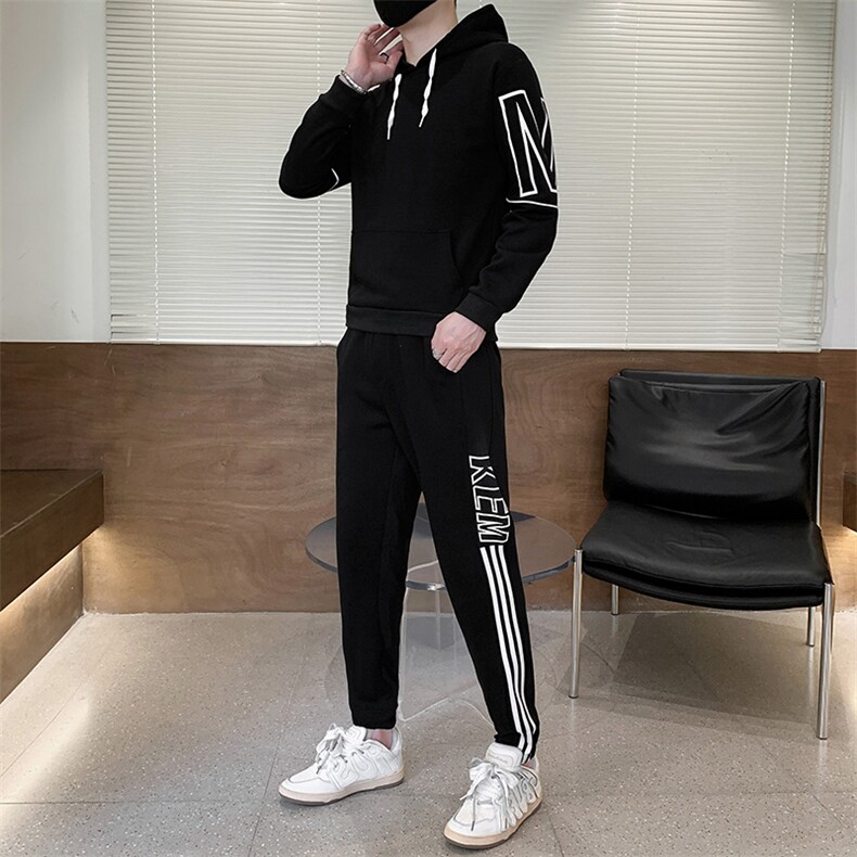 秋冬新款时尚套装运动圆领潮牌弹力卫衣卫裤大码宽松套装外套外贸图片