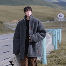 2025冬季简约撞色拉链口袋羊羔毛外套棉服M2064特P80，男装棉衣，电商A148