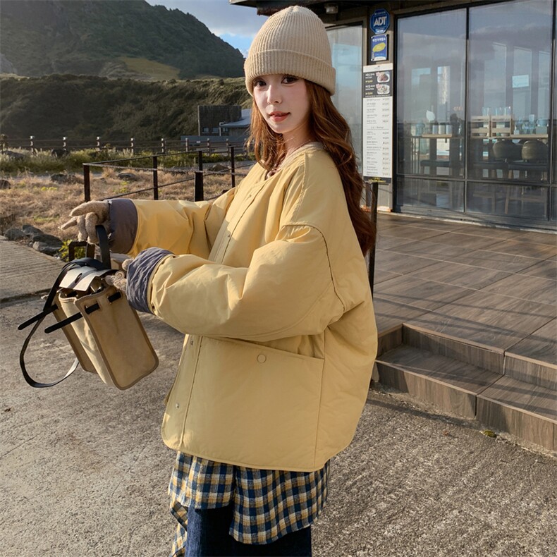 韩系圆领羽绒棉服外套休闲裤两件套女秋冬2025新款氛围感爆款套装图片