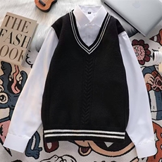 学院V领毛背心毛衣马甲高质量学生背心校服背心JK制服针织背心，男装背心/马甲，星座1210-1