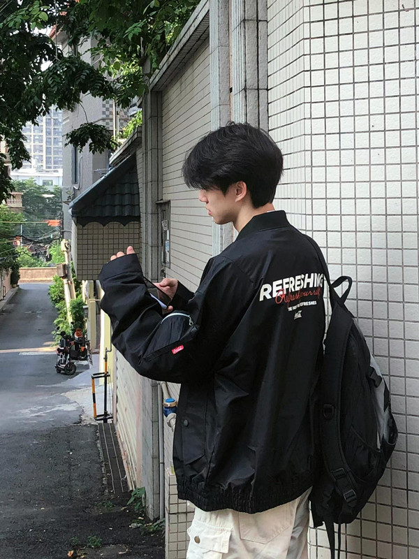 美式飞行夹克男春秋季字母印花宽松百搭高街外套潮JW716,男装夹克,星座1116A（原606A-3）