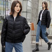 2020冬季新款潮流短款棒球领羽绒服舒适保暖外套，女装羽绒服，深水步