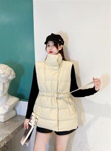 冬季新款修身抽绳羽绒马甲,女装马甲,韩衫衣社