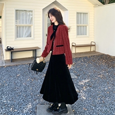 小香风拼接时尚外套半身裙两件套女冬2025新款设计ootd穿搭套装潮，女装套装/套裙，2C032