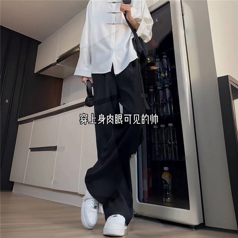冰丝裤子男套装痞帅男装一套竹子刺绣风衬衫XK210-P38-C694-P55,男装衬衫,星座1007（原301D）