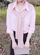 带披肩衬衫，女装衬衫，图澜朵