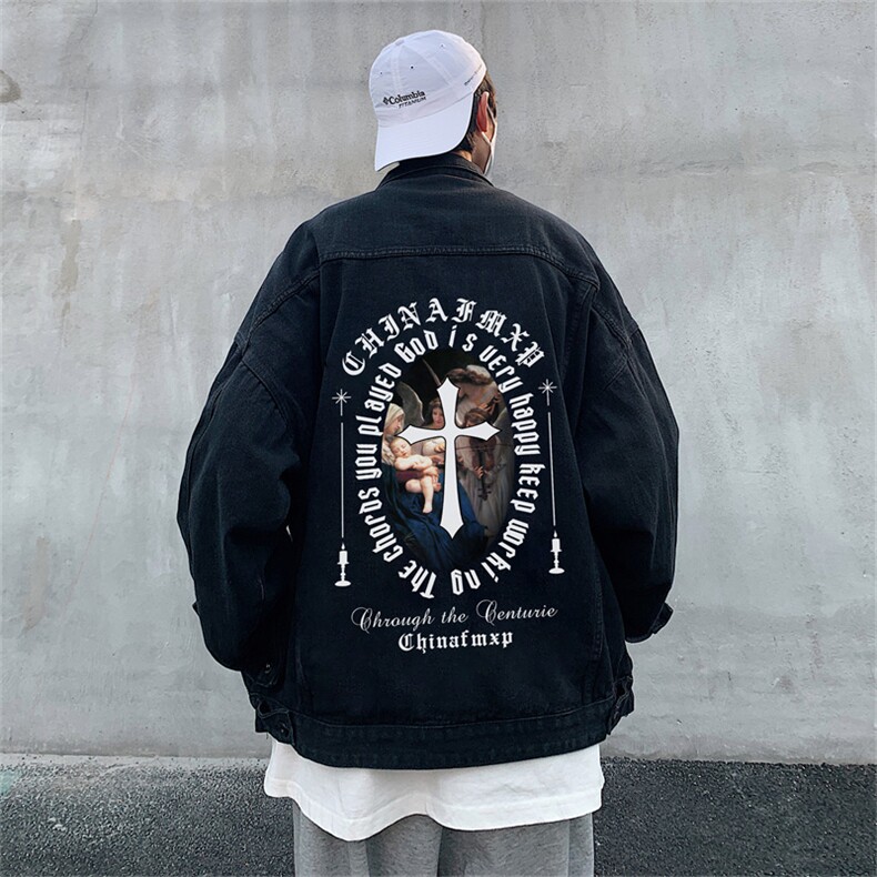 牛仔外套男秋美式高街hiphop痞帅炸街夹克宽松潮牌上衣JK1033-P68,男装工装外套,星座1103-3