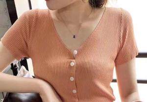 V领短袖打底开衫，女装，魅力元素