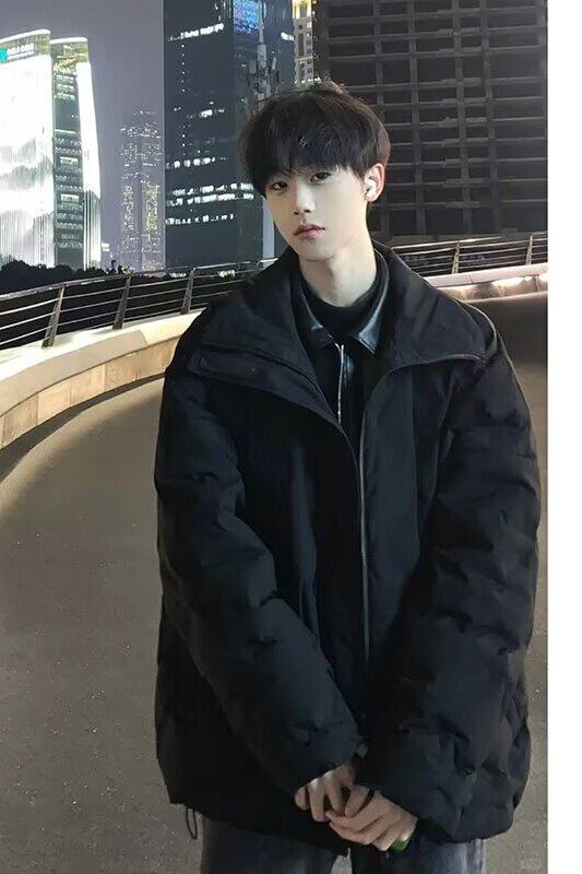 黑色菱形格棉服外套男冬季cleanfit短款美式高街M6133/特P83,男装棉衣,电商D202-1