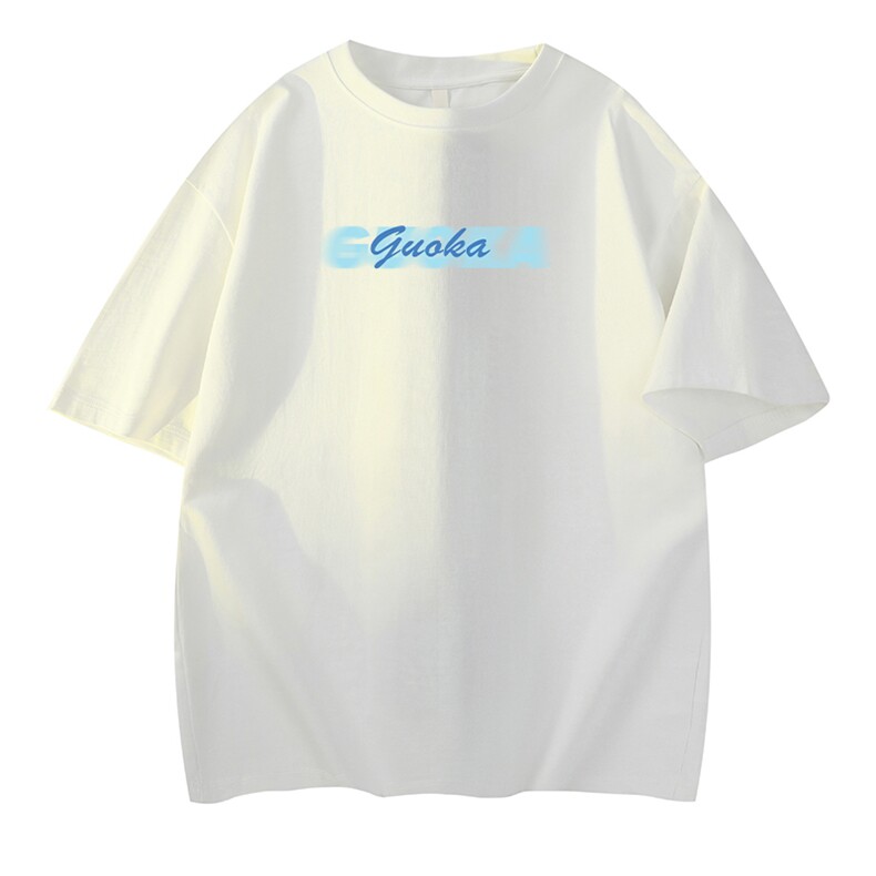 抖音得物210克现货宽松纯棉美式潮牌印花落肩袖纯棉T恤AT21125,男装T恤,电商A443