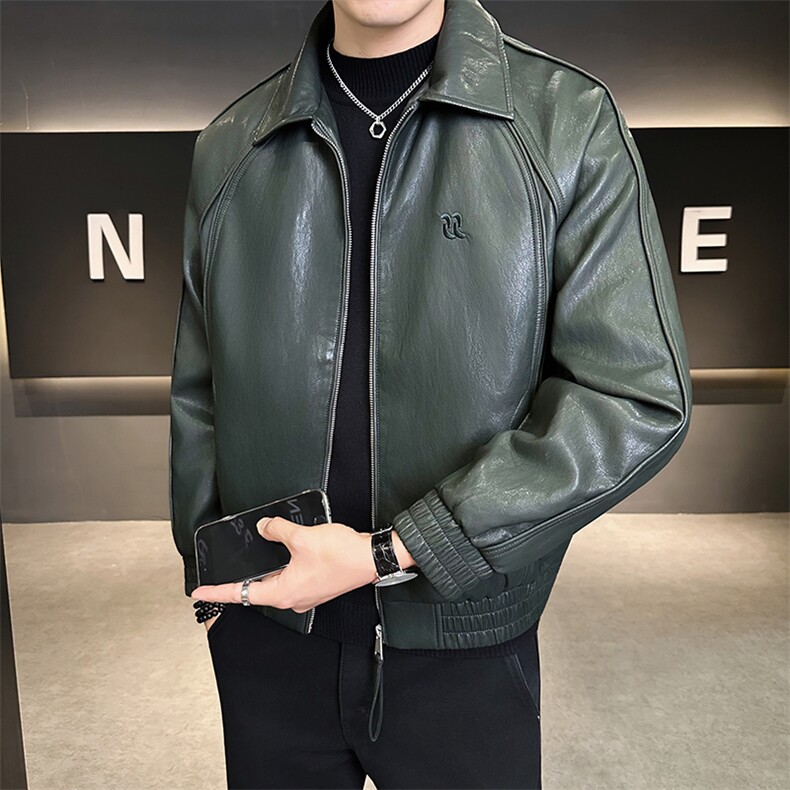 2025新款秋季皮衣外套男美式复古潮牌机车服皮夹克A313-8825-P145,男装皮衣,电商A313