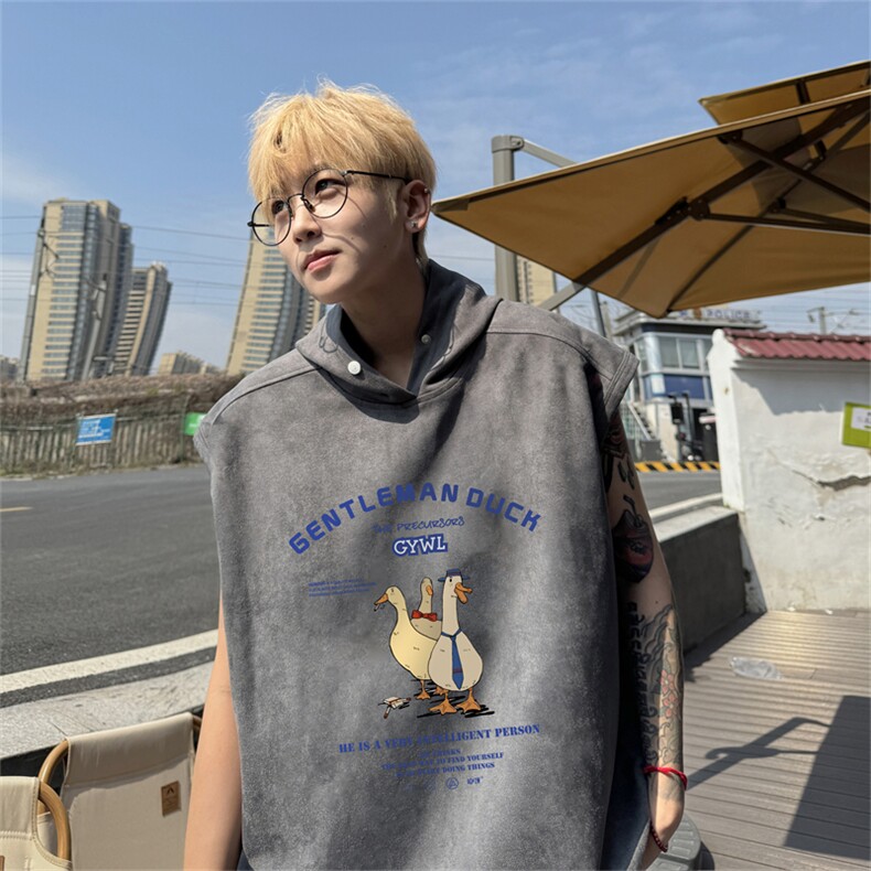 麂皮绒连帽背心坎肩男T恤美式港风JLB453-P30控48,男装背心/马甲,电商B370