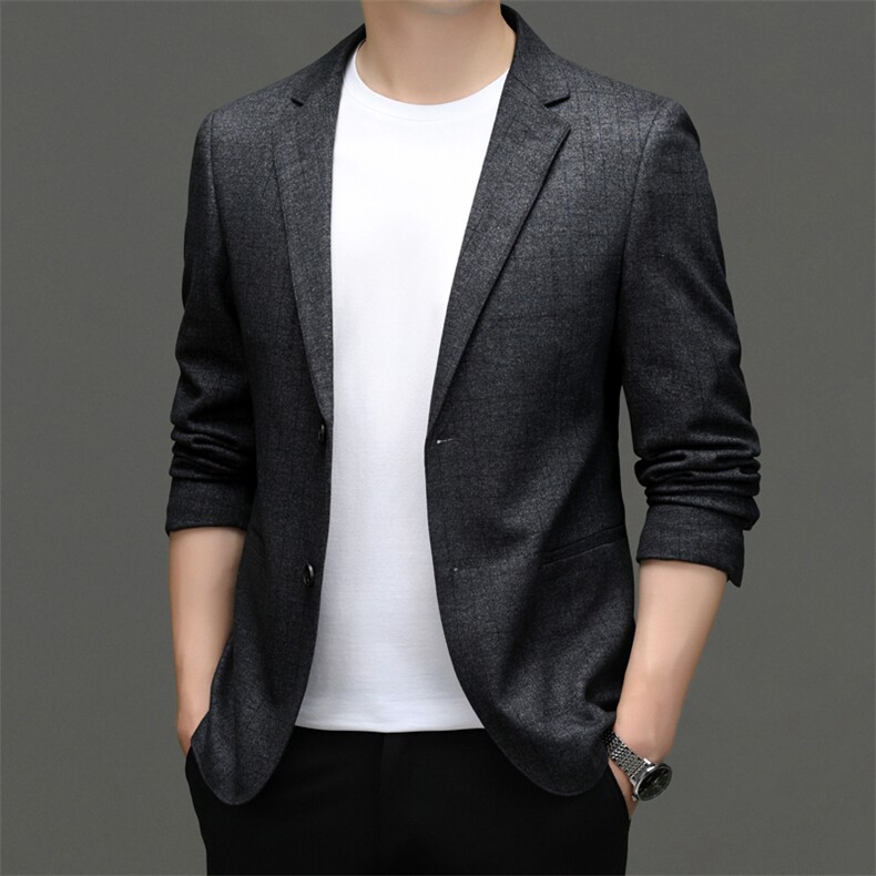 6611-1秋冬新款男士西服商务休闲男装灰格外套P143图片