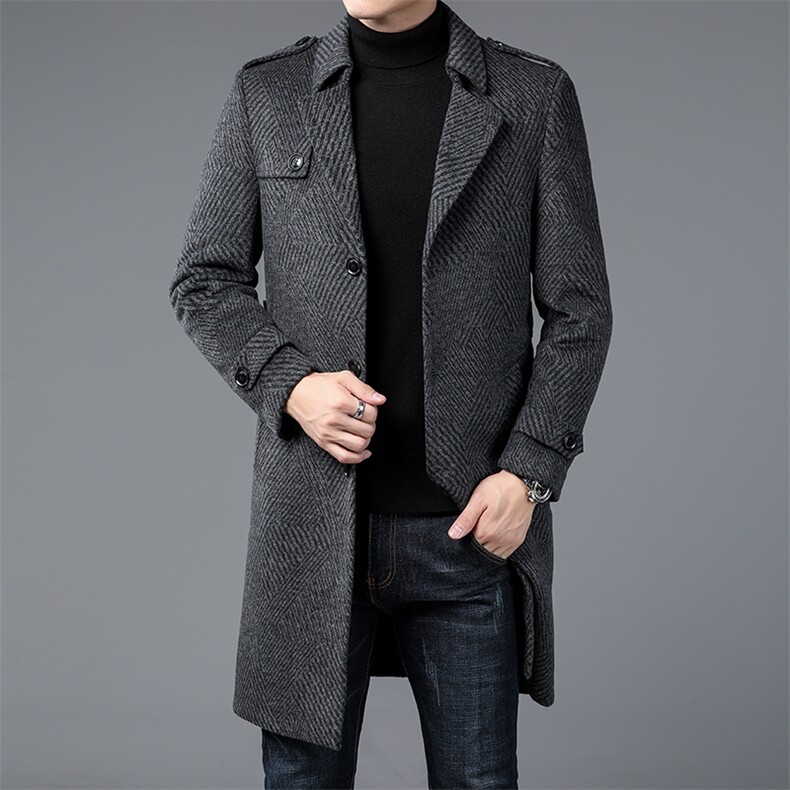 DZ92268钱塘2020-3冬季厚款商务休闲长款中年男士毛呢大衣P395,男装毛呢大衣,钱塘207-3