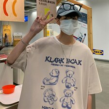 2023夏季新款港风外景宽松大码圆领卡通印花半袖T恤T16-P28,男装T恤,星座914-3