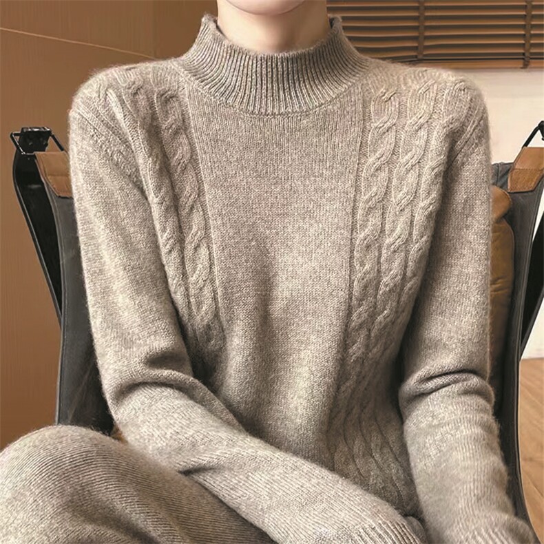 优雅气质女士高领毛衣百搭经典时尚针织衫显瘦修身设计,针织衫/毛衣,萱芳婷羊绒