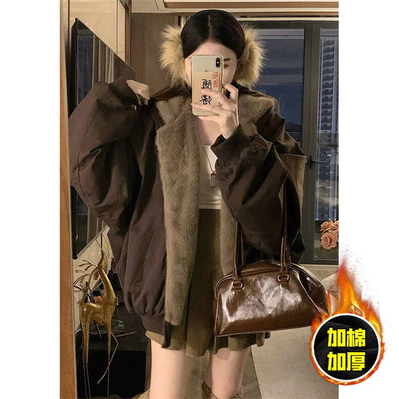 两面穿现货重磅短款座山雕棉衣男女双面穿毛毛绒棉服加厚外套,男装棉衣,电商A443