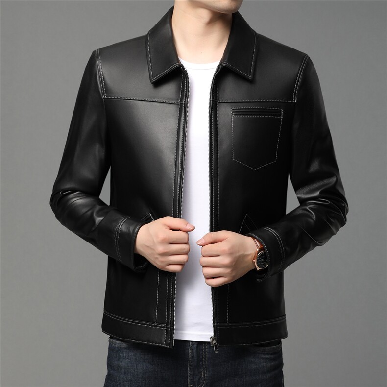 XG2165秋冬新款海宁皮衣男士绵羊皮夹克翻领P570，男装皮衣，电商B360