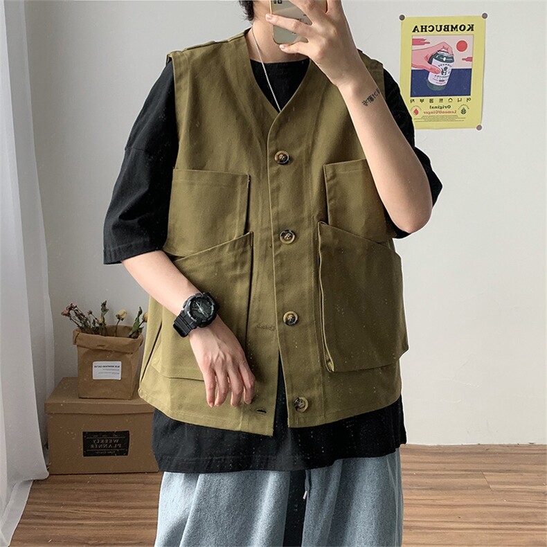 夏装男流行休闲马甲潮牌INS学生ins工装大口袋衣服外套W685-P30,男装背心/马甲,星座512-3