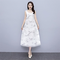 百搭复古雪纺宽松纯白色披肩开衫水墨中国风夏季时尚汉服，女装连衣裙，秀美人生