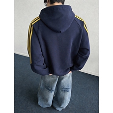 春装新款高品质男女美式高街结构全棉纯色宽松织带连帽卫衣CM23，男装卫衣，电商A486