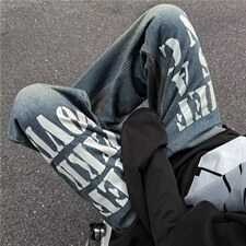 牛仔裤男秋季潮大码休闲裤子高街K2502P48，男装牛仔裤，星座1116-2