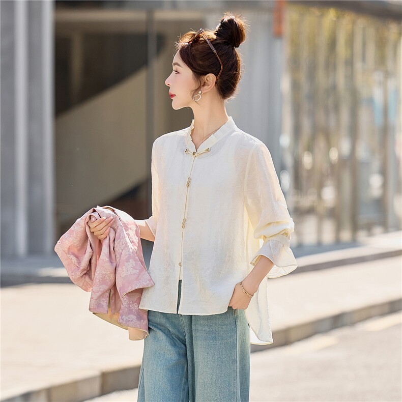 【春季女装新款】大量现货时尚立领新中式衬衫,女装衬衫,魅衣本色