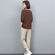 2023年春季新款套头女休闲百搭韩版宽松显瘦卫衣两件套装裤子棉，女装卫衣/绒衫，独衣靓