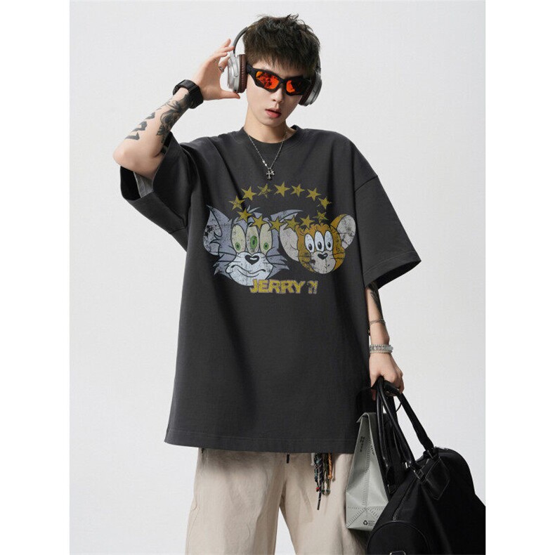 706-LK2256-P29特P260克重磅现货夏季印花短袖T恤情侣打底衫,男装T恤,星座706