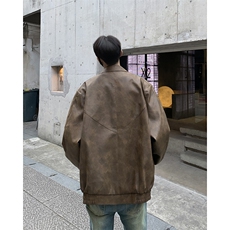 Wt135-P85美式扎染工艺皮夹克外套，男装夹克，星座1501-1
