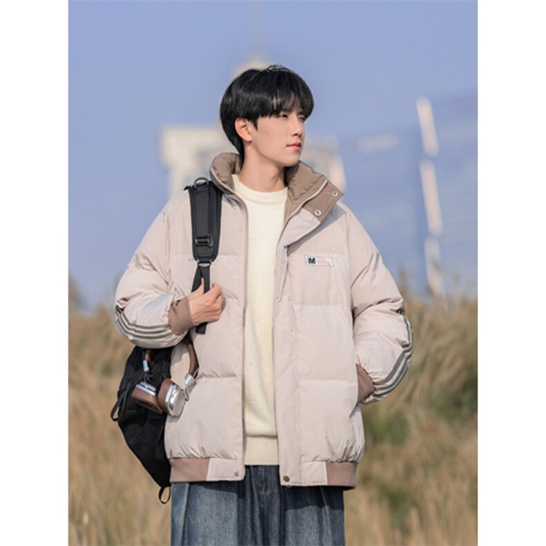 秋冬运动条纹织带撞色棉服男秋冬宽松休闲百搭加厚棉衣P103X168,男装棉衣,星座803