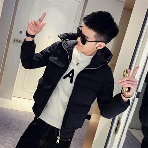 社会风20纯色多口袋修身连帽棉衣潮男B297-8806-P140控188图片