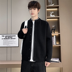 【抖音得物】2025秋季时尚毛衣针织开衫圆领男假两件长袖，男装针织衫/毛衣，电商A113